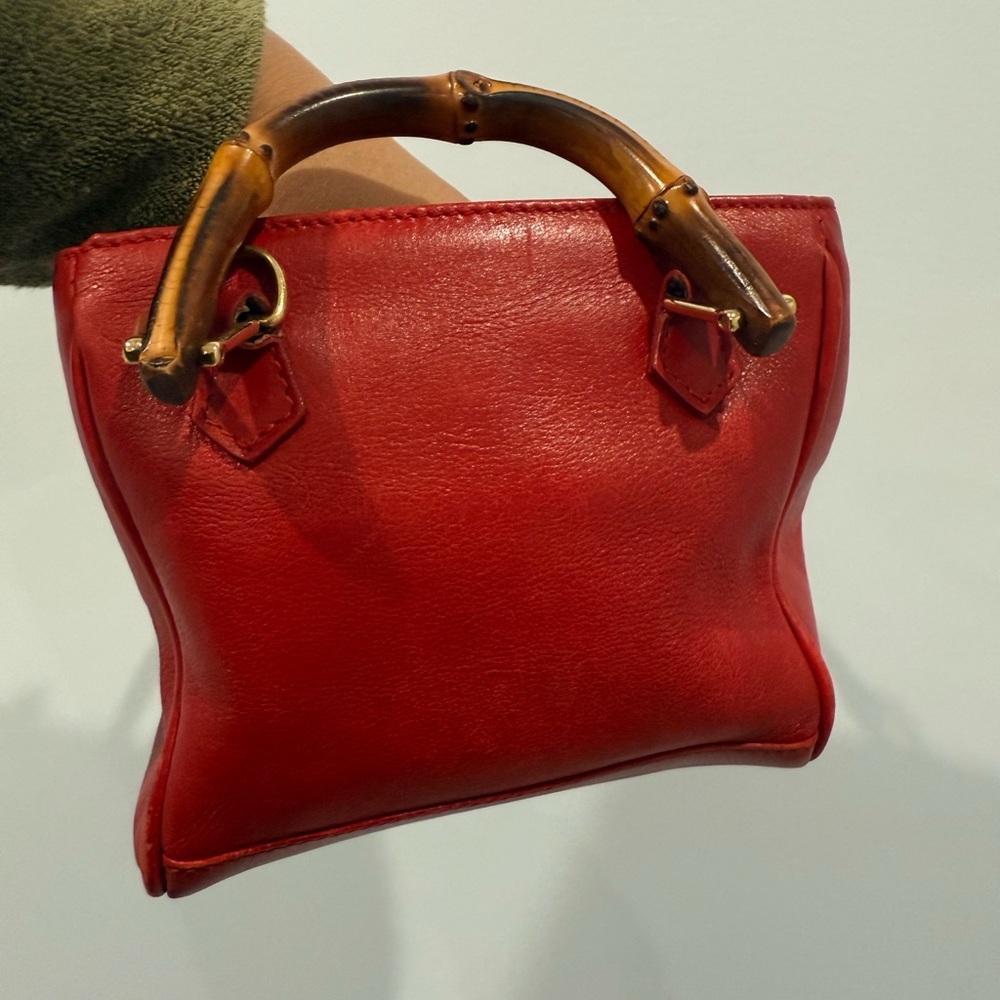 Gucci bamboo Red Leather mini Handbag - Picture 4 of 10